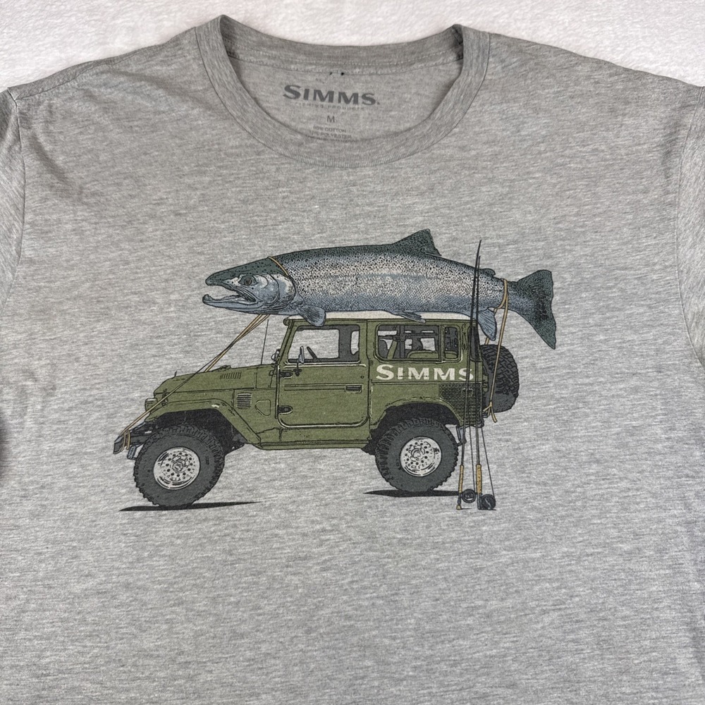 Simms Graphic T-Shirt Mens Medium Gray Good Fishing Salmon Off-Road Tee